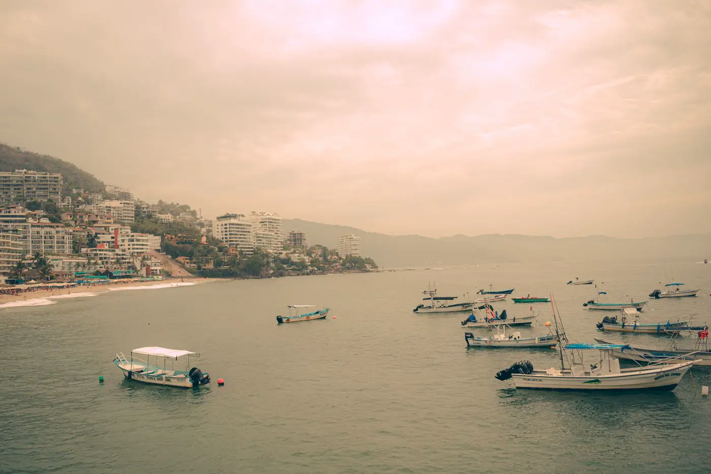 Sunset over Banderas Bay, where the whale boats go