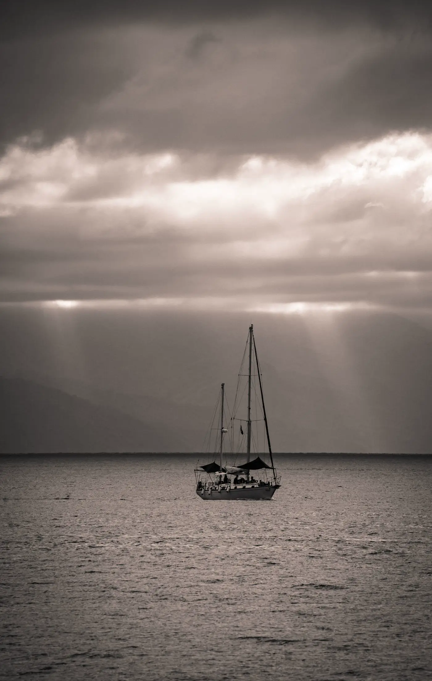 A sailboat at sunset off Puerto Vallarta