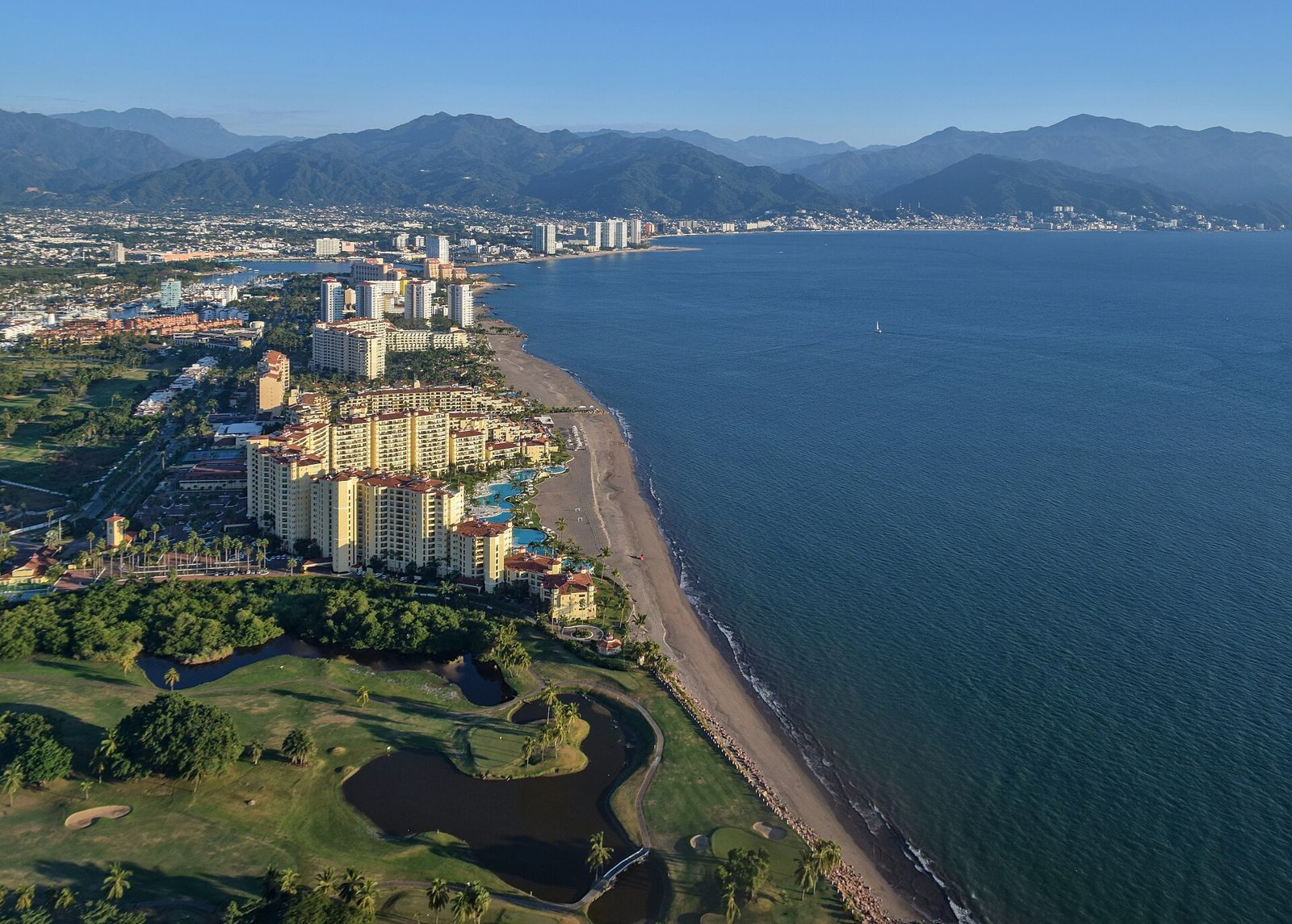 Aerial view of Puerto Vallarta and Banderas Bay